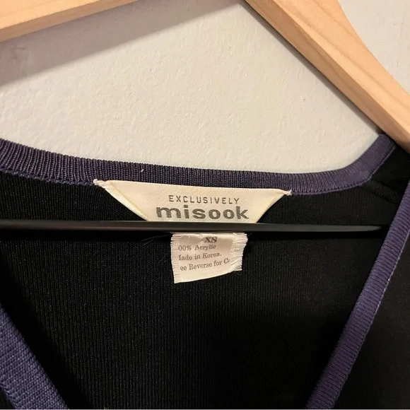 Misook Black Cardigan Blue/Purple Accent Size XS - Picture 3 of 7